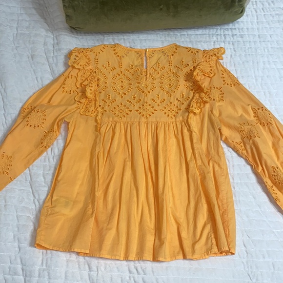 H&M Eyelet Ruffle Puff Sleeve Top Medium - Picture 8 of 8